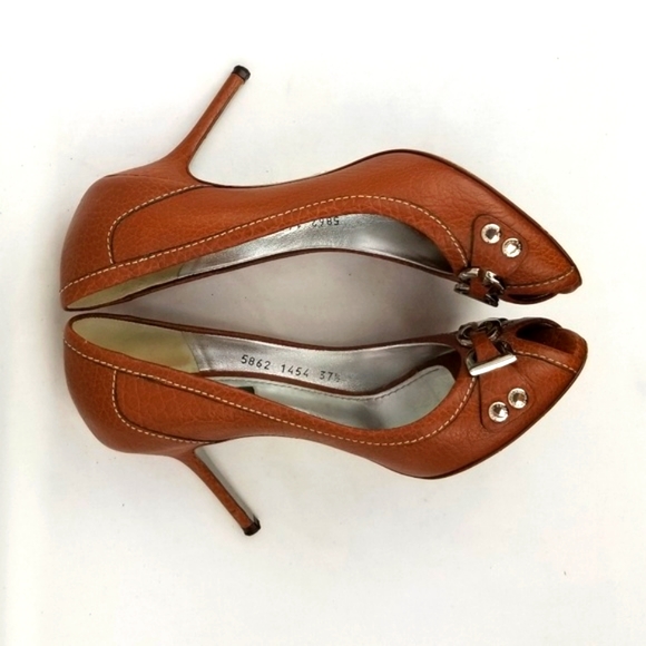 Dolce Gabbana Camel Peep Toe Stiletto Heels Pumps - Picture 6 of 10